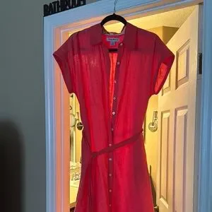 knee length dresses for ladies Tommy Bahama Womens Two Palms Double-Ruffle Linen Dress – ShopCGX